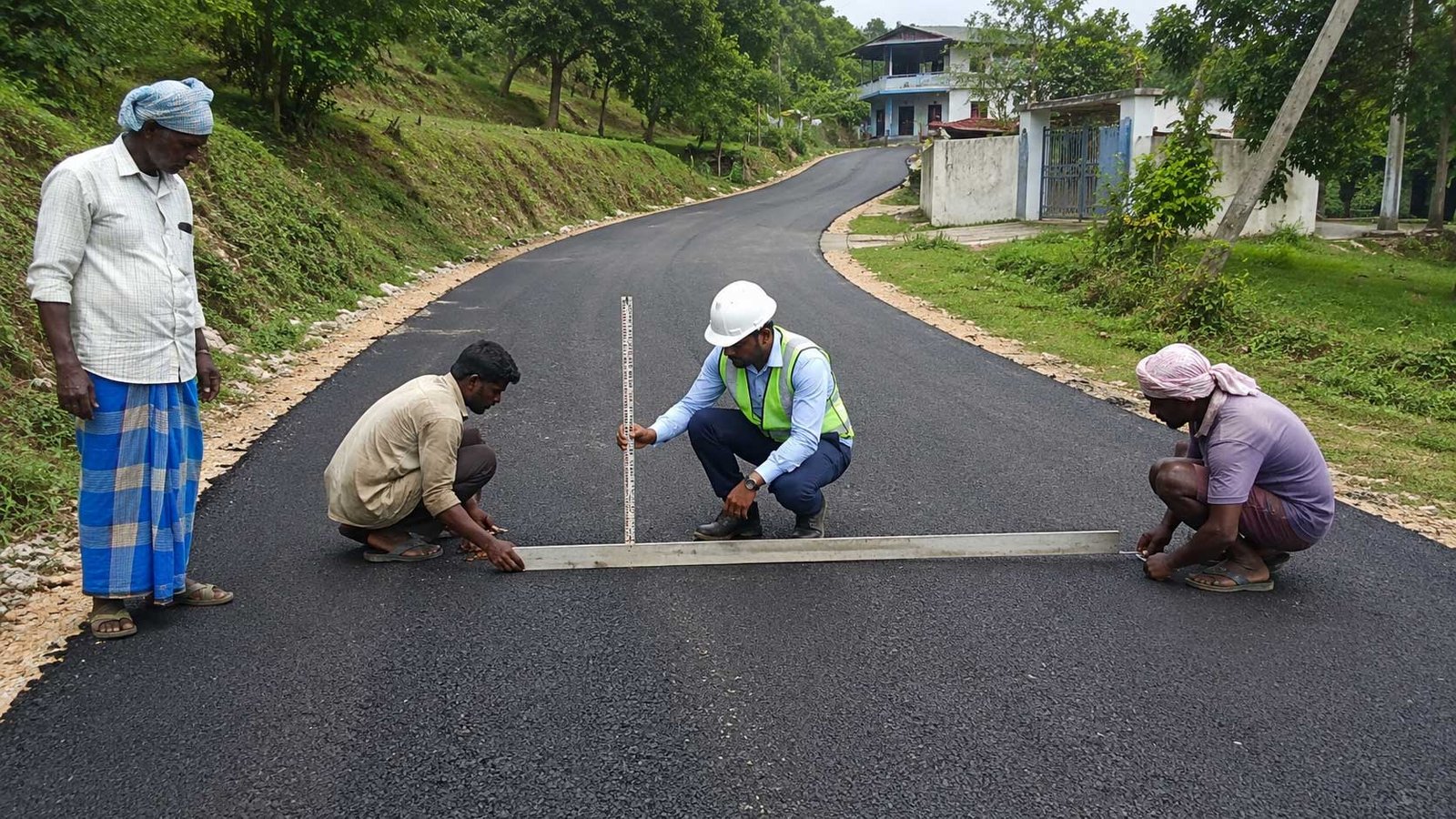 Quality inspection of bituminous road surface in Kuppam