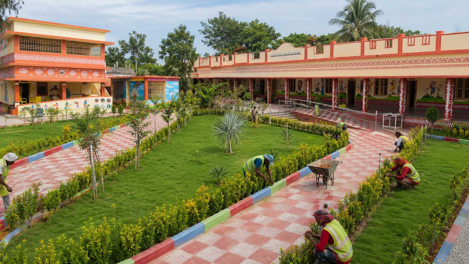 Completed campus landscaping and pathways at Pulivendula infrastructure project