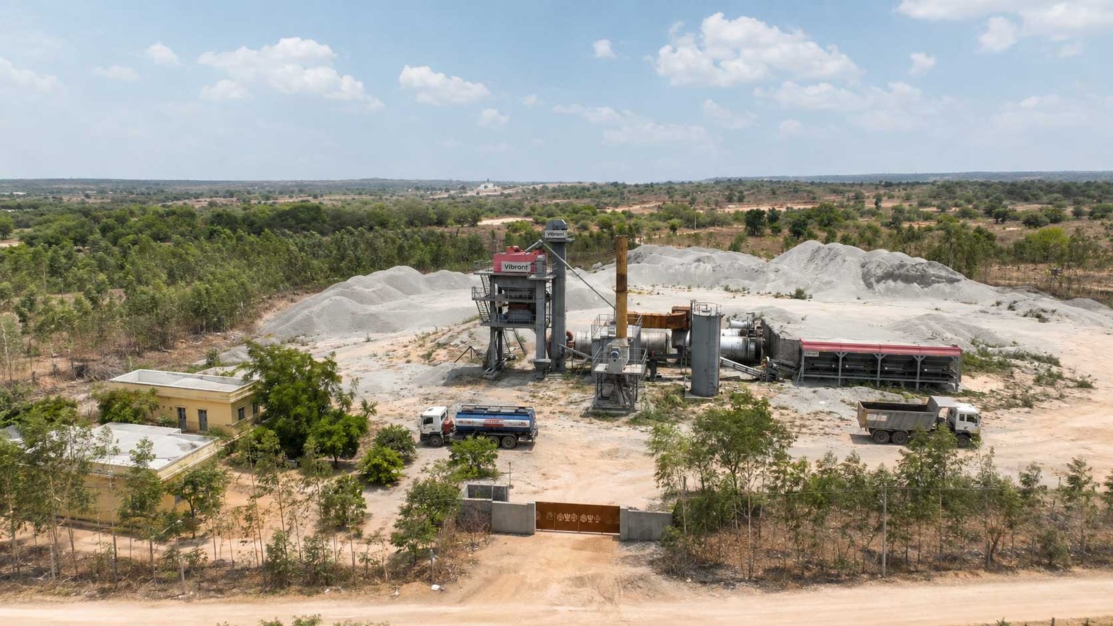 Aerial view of 120 TPH hot mix plant Ananthasagar Siddipet Telangana