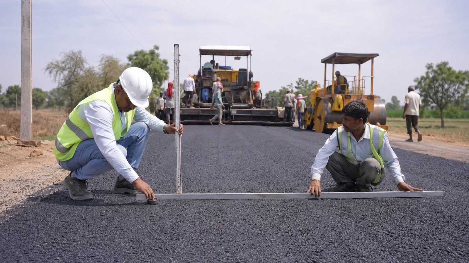 Bituminous pavement laying and quality inspection at Medak Telangana